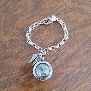 Silver Charm Bracelet with Locket and Charms